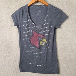 MJ Shirt Womens M Gray University Of Louisville Cardinals V Neck Cotton Blend